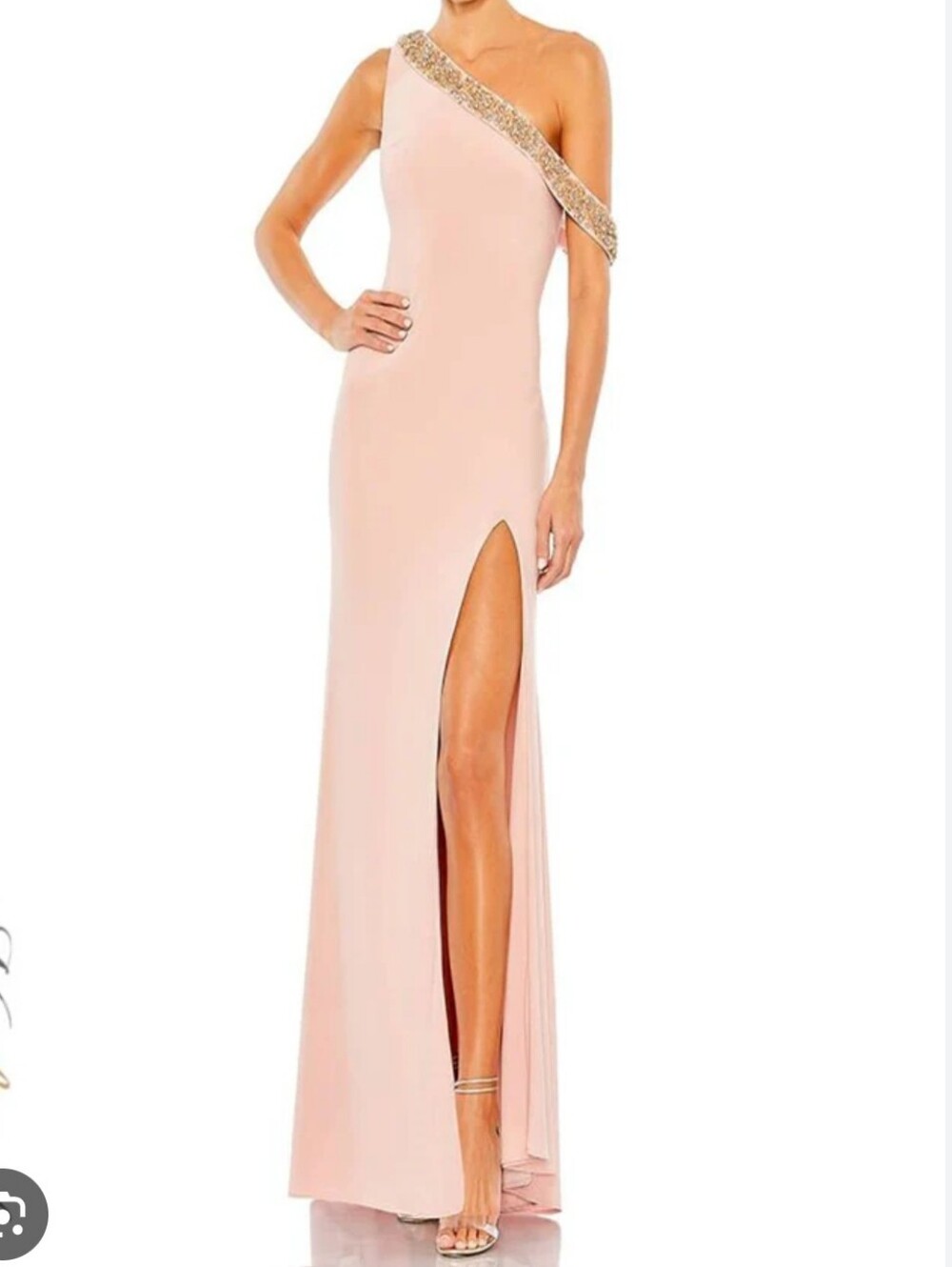 NWT Mac Duggal $398 Beaded Jersey Drop Shoulder Rose Gown sz 14